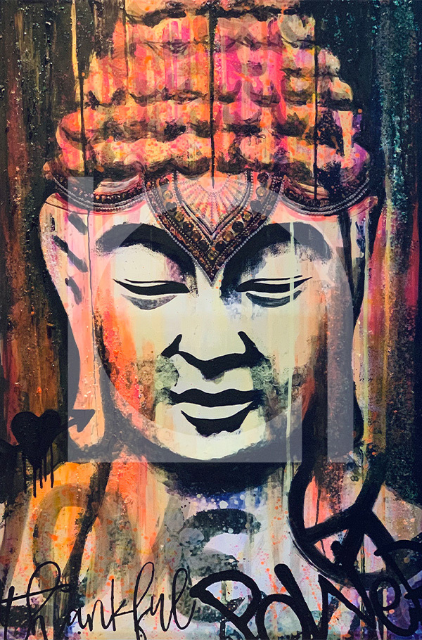 UNIKAT Buddha Kopf bunt Mandala 1