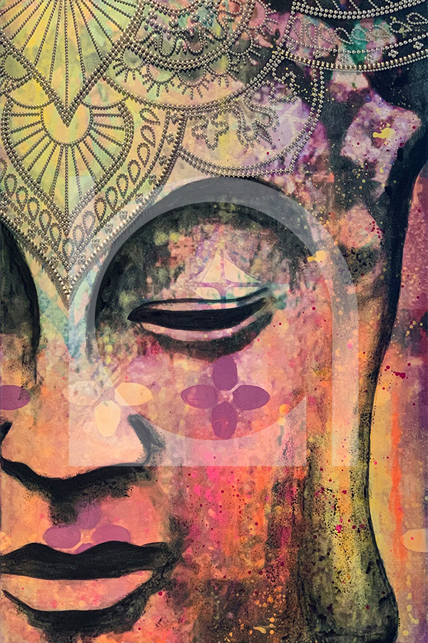 UNIKAT Nola Art Spirit Senses Buddha Kopf Mandala Gold 0