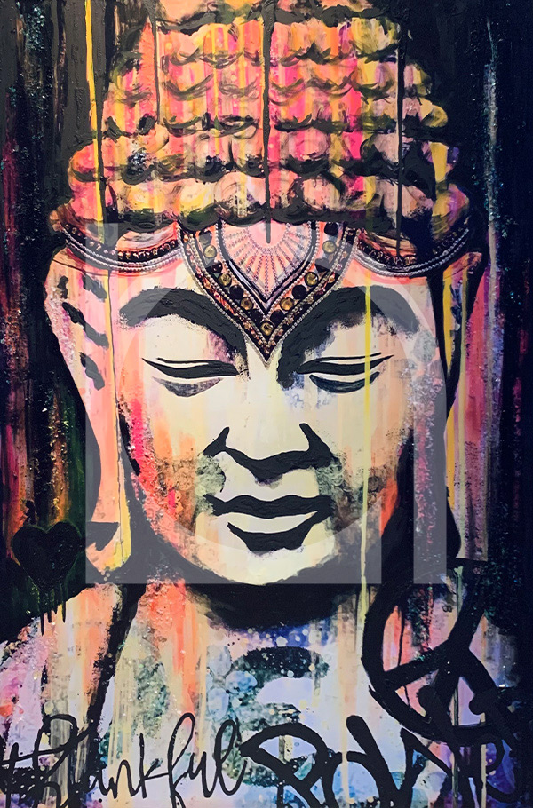 UNIKAT Nola Art Spirit Senses Buddha Kopf bunt 2 1