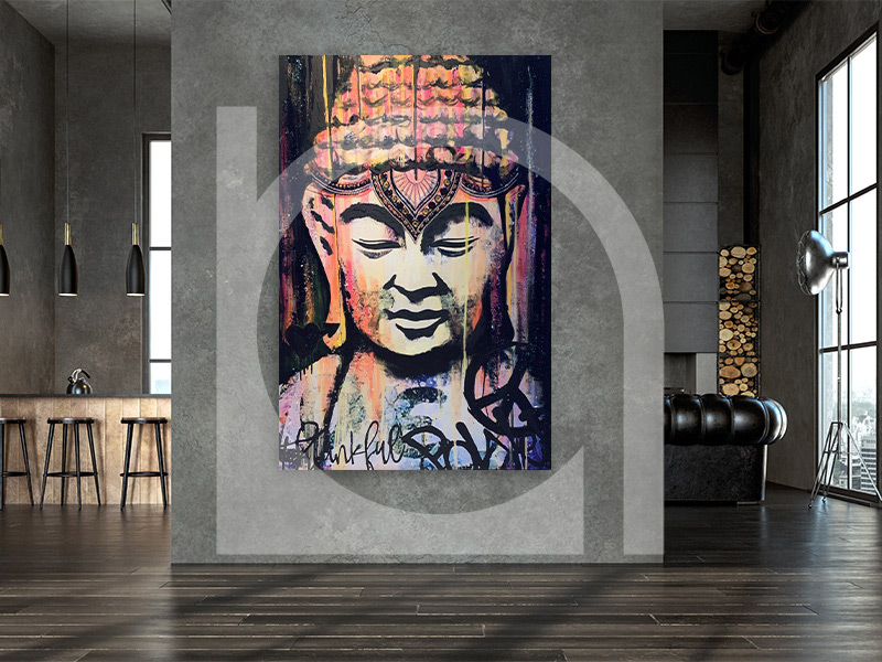 UNIKAT Nola Art Spirit Senses Buddha Kopf bunt 2 montage