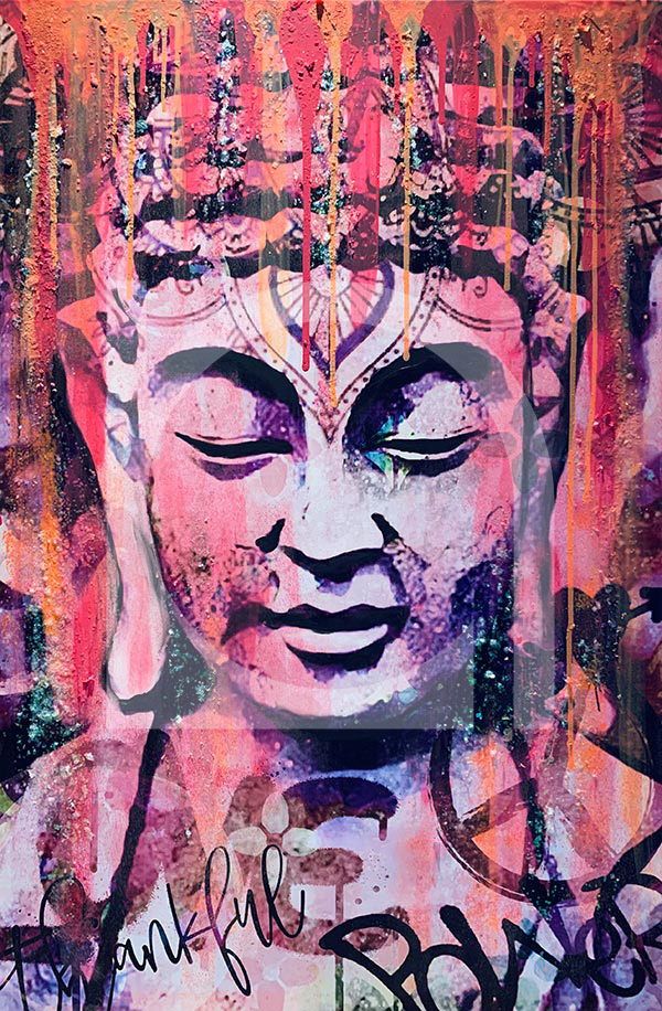 UNIKAT Nola Art Spirit Senses Buddha Kopf pinkorange 1