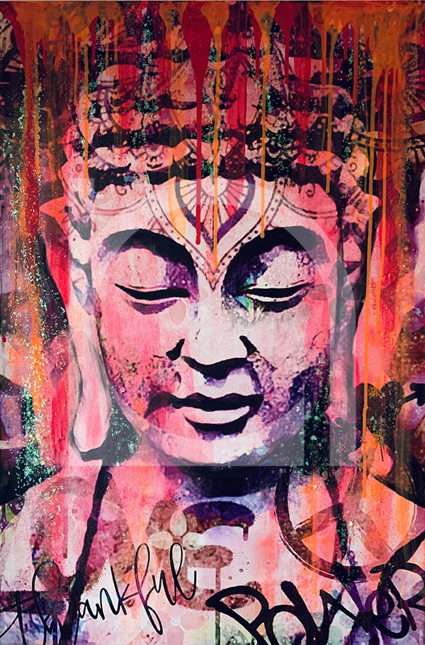 UNIKAT Nola Art Spirit Senses Buddha Kopf pinkorange 2