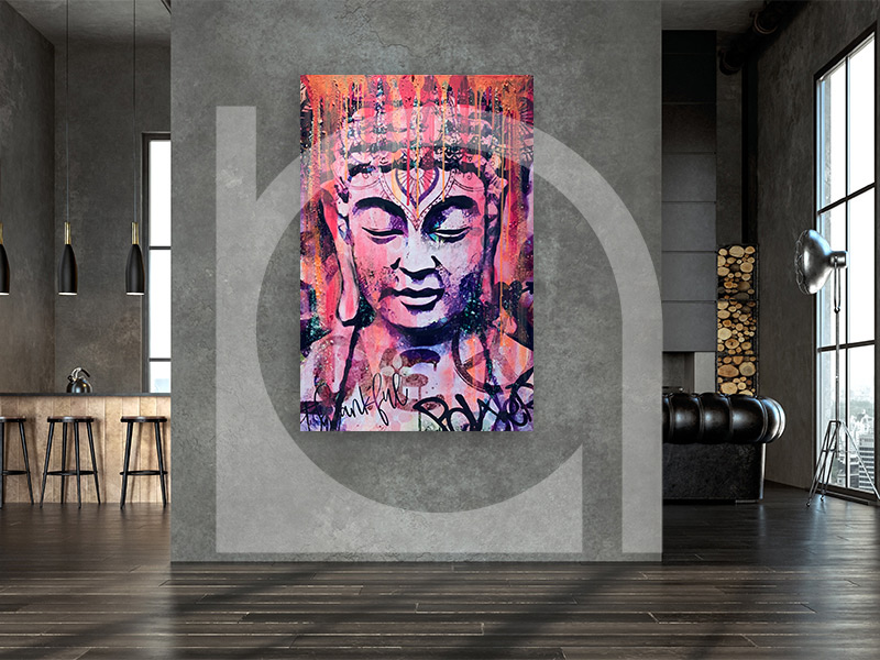 UNIKAT Nola Art Spirit Senses Buddha Kopf pinkorange Montage