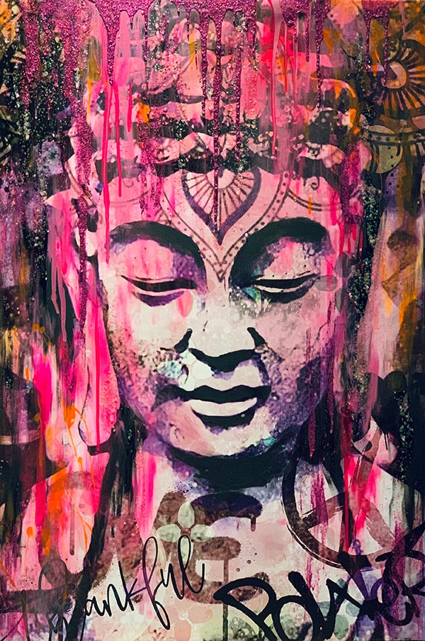 UNIKAT Nola Art SpiritSenses Buddha Kopf pink 1